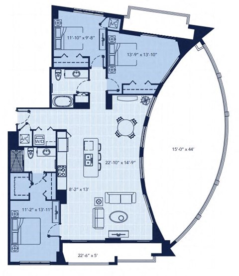 a blue and white floor plan of a house at Regatta at New River, Fort Lauderdale, 33301